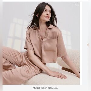 LUNYA Washable Silk Cropped Button Top (matching pieces also available)